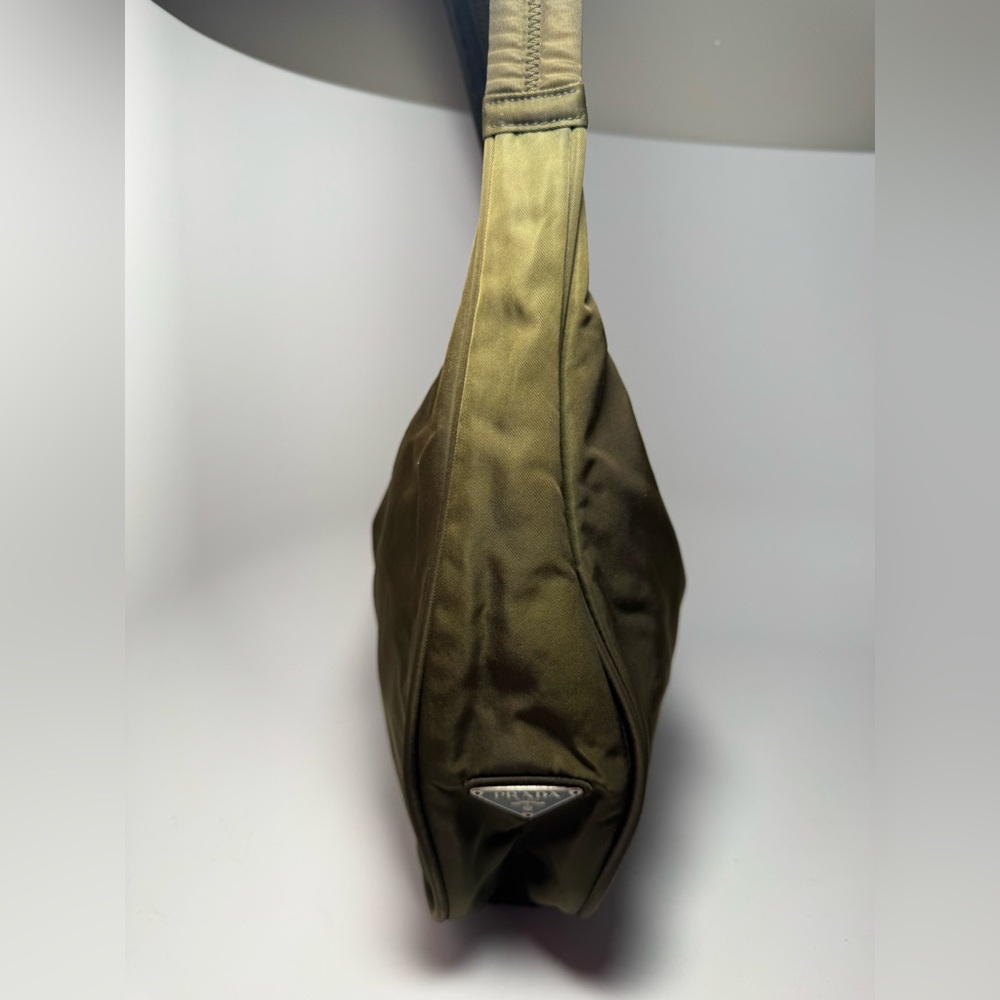 SOLD Prada Olive Green Nylon Shoulder Bag Hobo Style Luxury Fashion - Picture 7 of 16